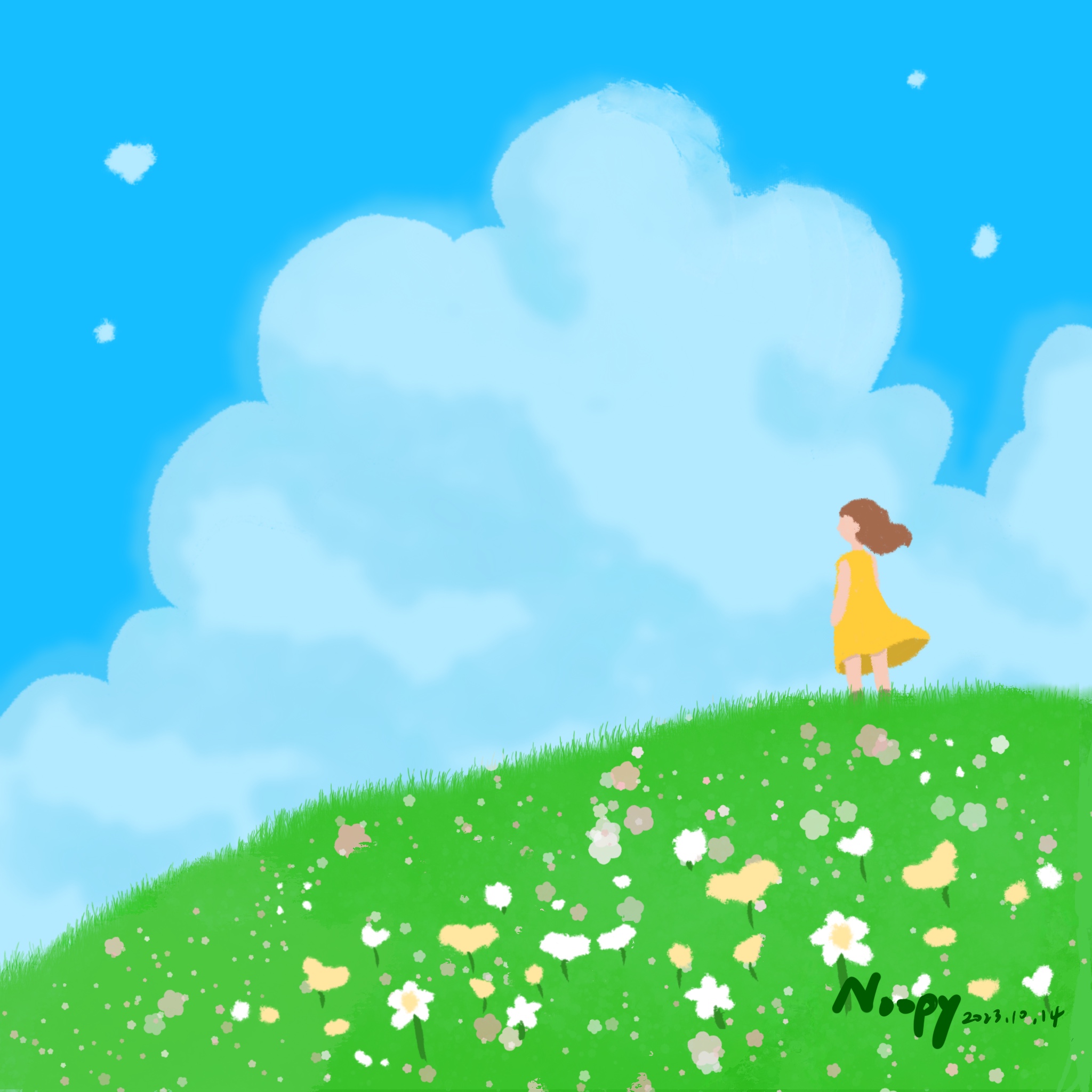藍天白雲少女